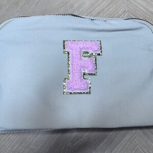 NEW Cream w Pink Gold Monogram F Crossbody,Sling Waist pack Roomy liteweight
